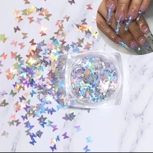 Silver Sparkle Butterfly Nail Glitter Sequin Jar of 150 Butterflys